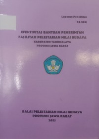 Image of Efektivitas Bantuan Pemerintah Fasilitasi Pelestarian Nilai Budaya Kabupaten Tasikmalaya Provinsi Jawa Barat